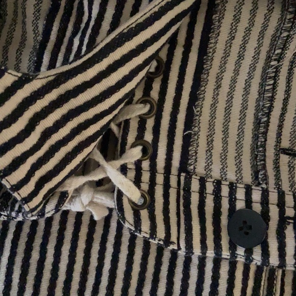 Madewell Black & Cream Striped Miniskirt Sz 10 - Picture 8 of 14